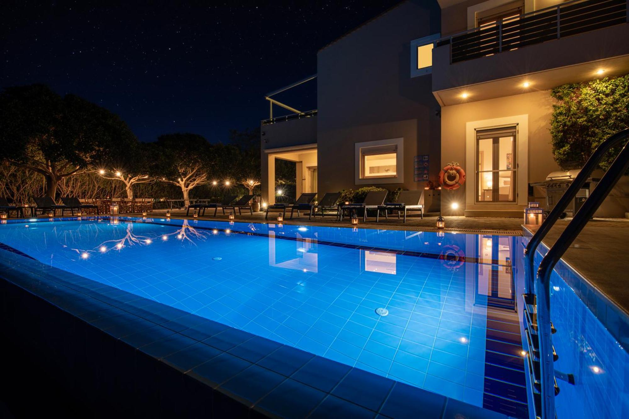 Four Seasons Private Villa - Seaview - Big Heated Pool - Gym - Sport Activities Gouves Exterior foto