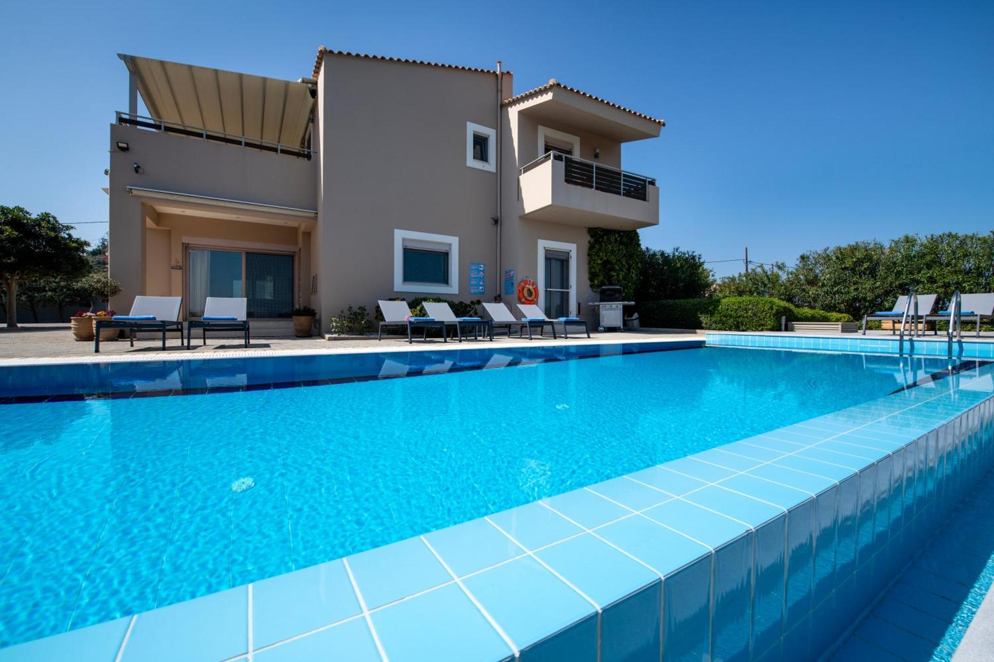 Four Seasons Private Villa - Seaview - Big Heated Pool - Gym - Sport Activities Gouves Exterior foto