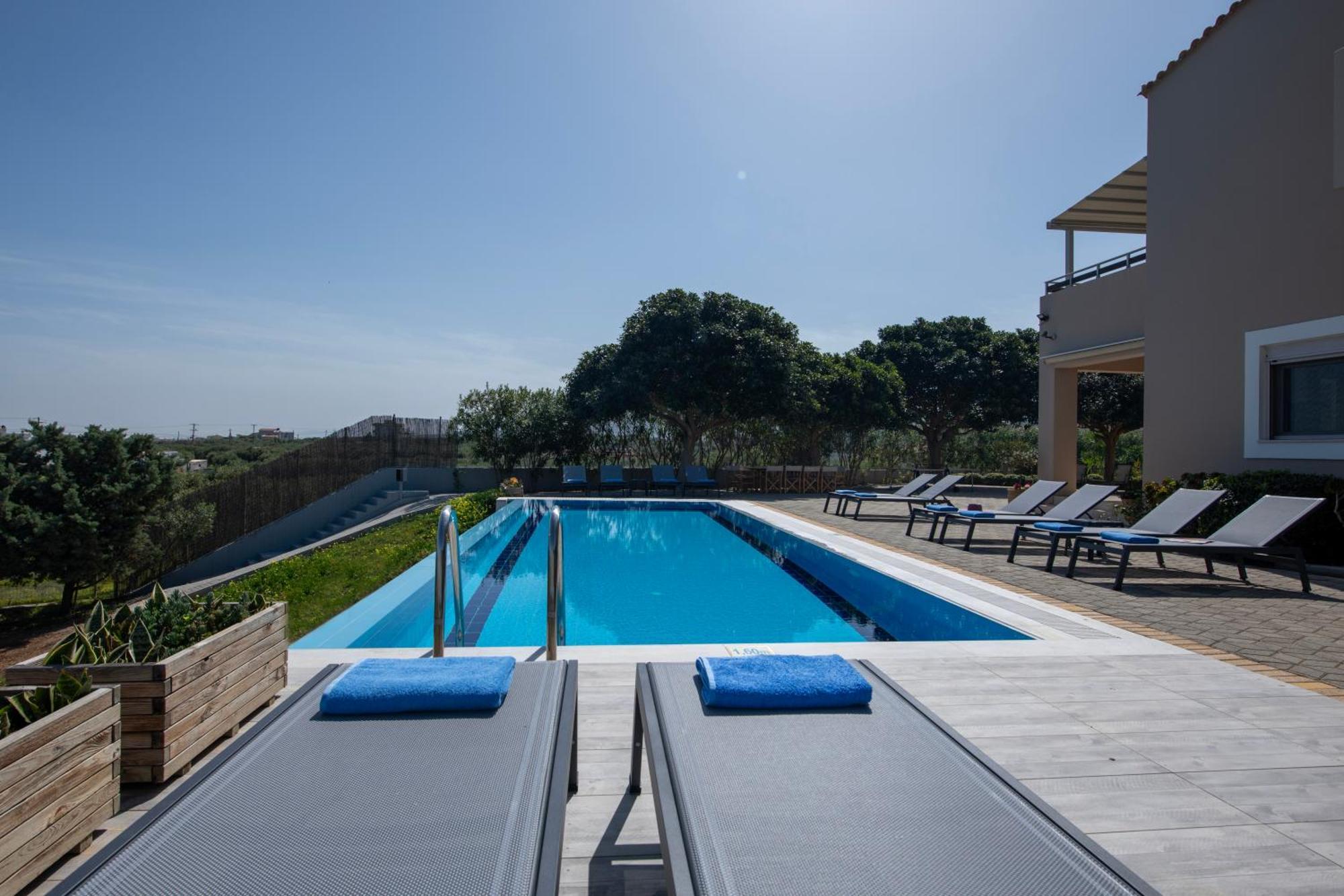 Four Seasons Private Villa - Seaview - Big Heated Pool - Gym - Sport Activities Gouves Exterior foto
